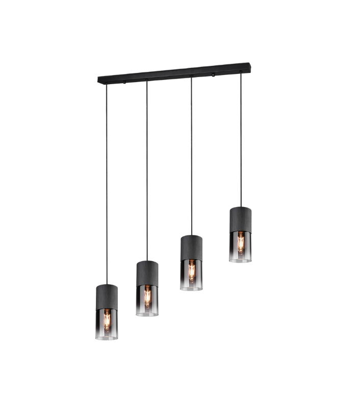TRIO-SUSPENSION-ROBIN-METAL-NOIR-MAT-4XE27-VERR-FUME-L80-2 TRIO SUSPENSION ROBIN METAL NOIR MAT 4XE27 VERR FUME L80 – Image 1